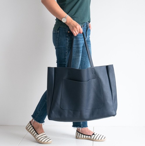 Borsa donna blu navy pelle - blu,